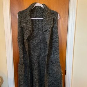 prAna Open Front Sleeveless Duster Cardigan Sweater Wool Knit Roomy Sz XS
